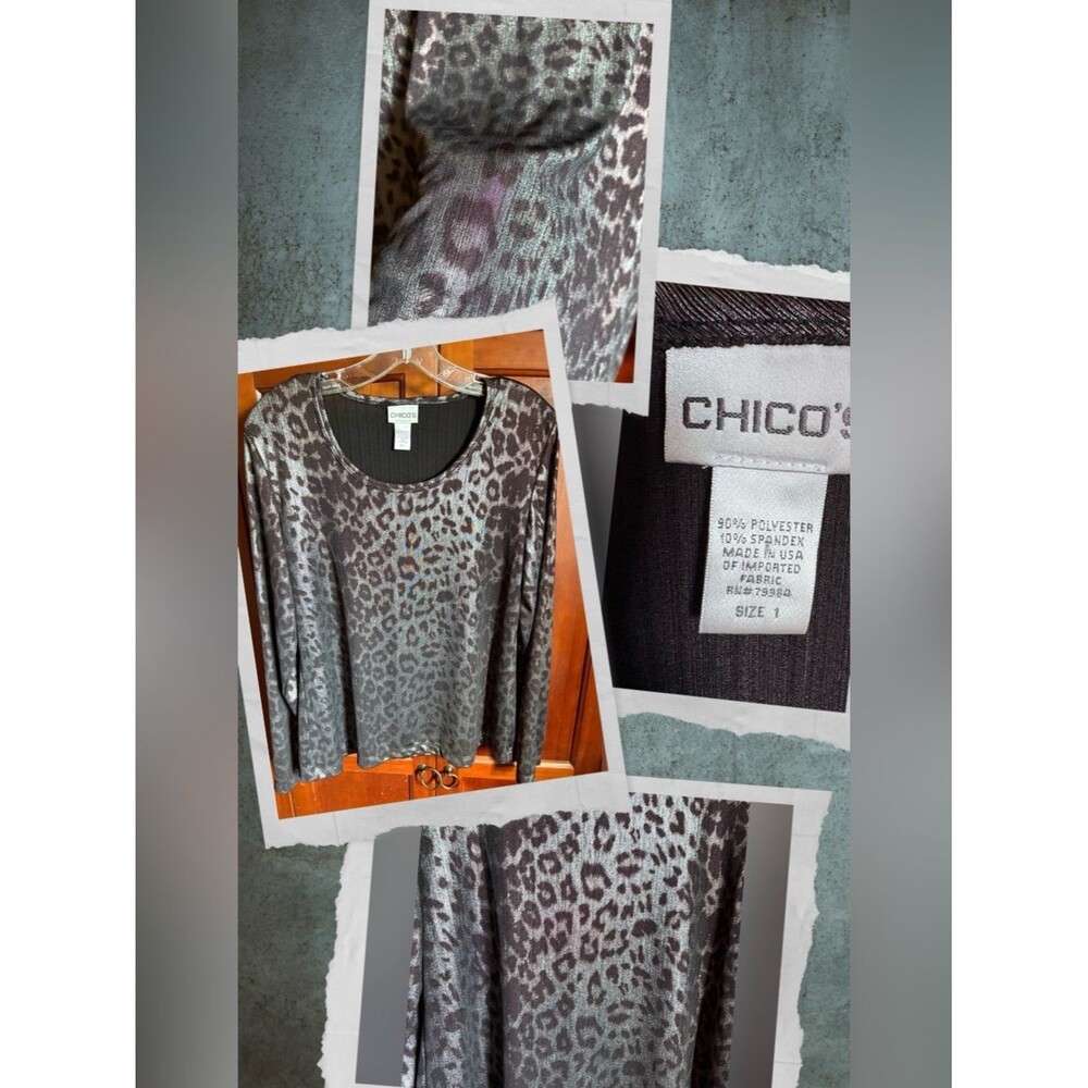 Chico's Gray Leopard Print Blouse #1303